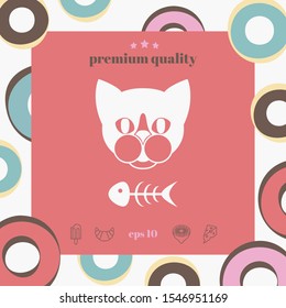Cat with fish skeleton. Graphic elements for your design