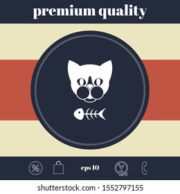 Cat with fish skeleton. Graphic elements for your design