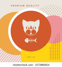 Cat with fish skeleton. Graphic elements for your design