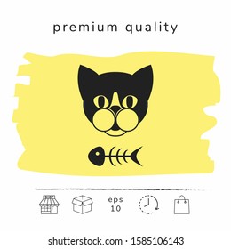 Cat with fish skeleton. Graphic elements for your design