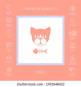 Cat with fish skeleton. Graphic elements for your design