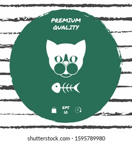 Cat with fish skeleton. Graphic elements for your design