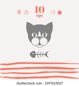 Cat with fish skeleton. Graphic elements for your design