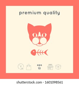 Cat with fish skeleton. Graphic elements for your design