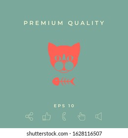 Cat with fish skeleton. Graphic elements for your design