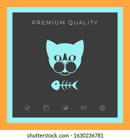 Cat with fish skeleton. Graphic elements for your design