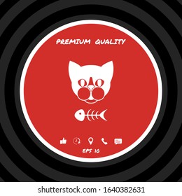 Cat with fish skeleton. Graphic elements for your design