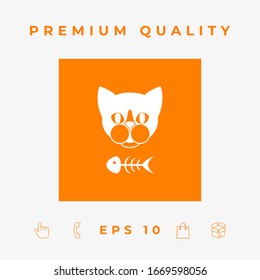 Cat with fish skeleton. Graphic elements for your design