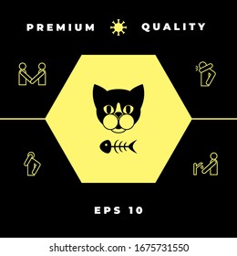 Cat with fish skeleton. Graphic elements for your design