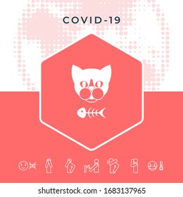 Cat with fish skeleton. Graphic elements for your design