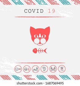 Cat with fish skeleton. Graphic elements for your design