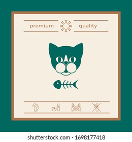 Cat with fish skeleton. Graphic elements for your design