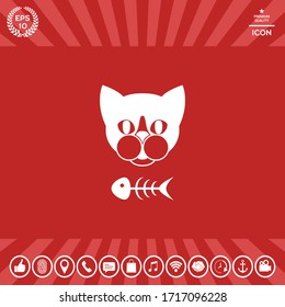 Cat with fish skeleton. Graphic elements for your design