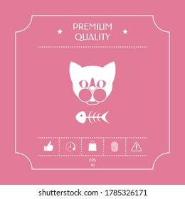 Cat with fish skeleton. Graphic elements for your design