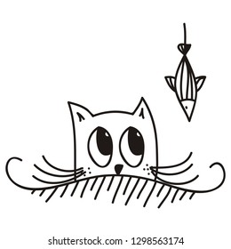 Cat and fish. Vector illustration