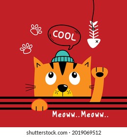 cat and fishbone funny animal cartoon