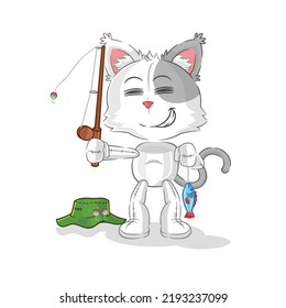 the cat fisherman illustration. character vector