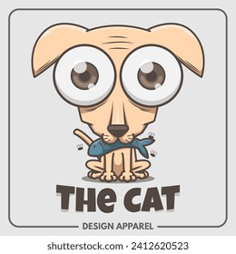 Cat With Fisht T Shirt Printing Design Apparel