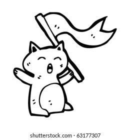 cat with flag cartoon