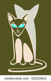 Cat. Flat. Cartoon. Caricature. Logo.
