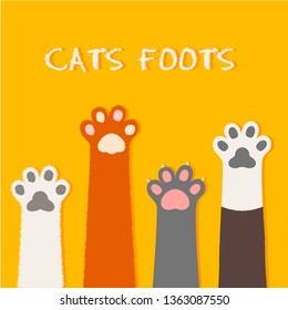 Cat flat design, prints, cartoon, cute cat foot wallpaper vector illustration