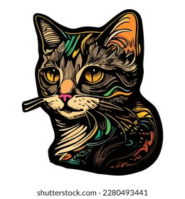 Cat Flat Icon Isolated On White Background