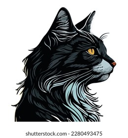 Icono plano de gato aislado en fondo blanco