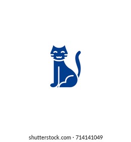 Cat flat icon. Single high quality symbol of line halloween vector for web design or mobile app. Color sign of party for design logo. Single pictogram on white background