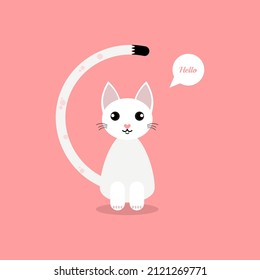 Cat flat illustration design, vector art for cat, meow, paw