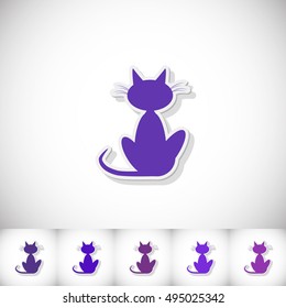 Cat. Flat sticker with shadow on white background. Vector illustration