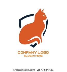 Cat flat vector illustration logo design