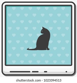 Cat flat vector silhouette. Pet icon.