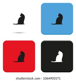 Cat flat vector silhouette. Pet icon.