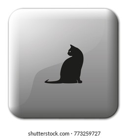 Cat flat vector silhouette. Pet icon.