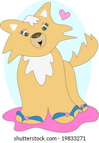 Cat with Flip Flops and Loving Heart Vector