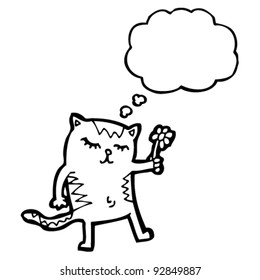 cat with flower cartoon