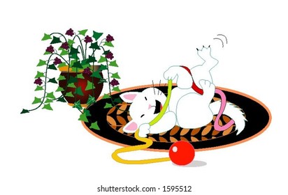 Cat and flower pot