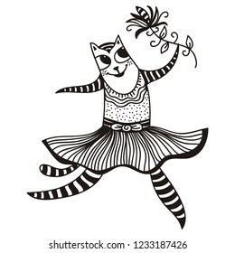Cat with flower. Vector illustration