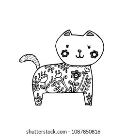 cat with flowers