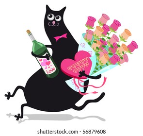 cat and flowers