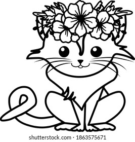 Cat With Flowers Crown On Head is suitable for t-shirt, laser cutting, sublimation, hobby, cards, invitations, website or crafts projects. Perfect for magazine, news papers, posters etc.