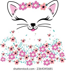 cat flowers spring cute happy