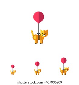Cat flying on balloon