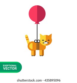 Cat flying on balloon