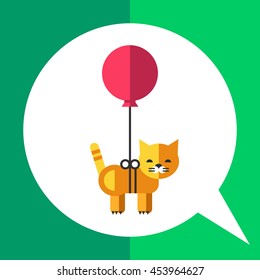 Cat flying on balloon