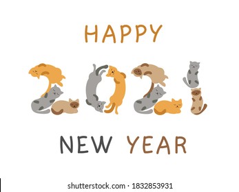 Cat Font Happy New Year 2021 