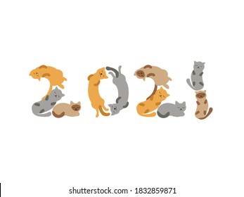 Cat Font Happy New Year 2021 