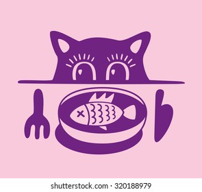 Cat with food