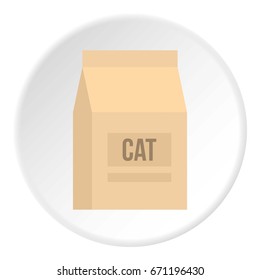 Cat food bag icon in flat circle isolated vector illustration for web