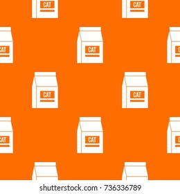 Cat food bag pattern repeat seamless in orange color for any design. Vector geometric illustration